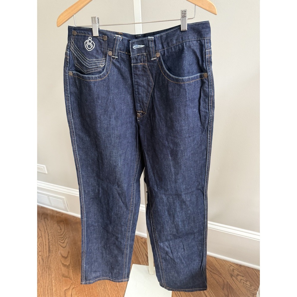 Eight 732 Baggy Jeans Men 36x34 Medium Wash Denim Relaxed Whisker Fade Sk8r VTG - Picture 2 of 10